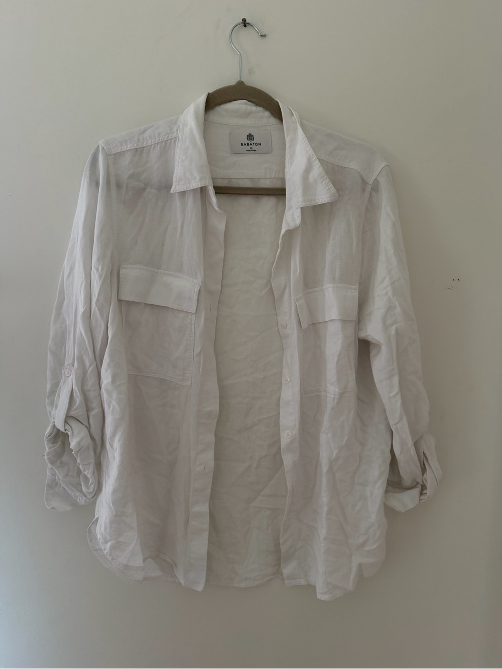 Babaton White Lightweight Button-Down Shirt Jacket
